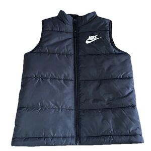 Nike Back Puffer Vest Quilted Full Zip Fleece Collar 
Youth Size 7 6-7YRS